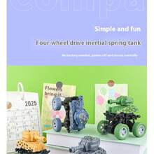 Cool 4WD Off-Road Toy Car, Loved By Boys And Girls! Shockproof And Collision-Resistant Design, Can Withstand Stunts And Flips. Inertial Drive, Just A Push Can Make It Run Far. Realistic Tank Appearance, Providing Kids With Authentic Driving Experience. Durable Material Can Withstand Drops, Suitable For Indoor And Outdoor Play. Cultivate Children's Hands-On Ability And Spatial Thinking, The Best Gift For Little Friends! Giveaways, Conference Gifts, Welfare Gifts, Holiday Gifts, Business Gifts