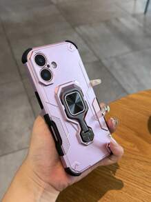 1pc Pink Airbag Anti-Fall IPhone 14 Pro Protective Case, Full Coverage Anti-Drop For IPhone 14 Pro Max, Magnetic Car Mount Rotating Stand Phone Cover