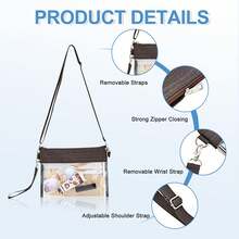 Back To School Stadium Approved Clear Crossbody Purse – Transparent PVC Shoulder Bag With Adjustable Strap - màu nâu - Xem 5