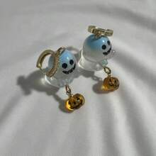 1 Pair Charming Halloween Pumpkin Hoop Earrings - Cute Resin Jewelry For Women, Suitable For Parties And Gifts