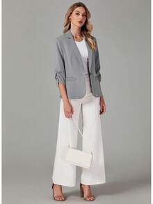 Women's 3/4 Sleeve Blazers, Dressy Suit Jackets Business Casual Work Outfits ELQS - 綠色 - 查看 5