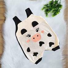 Overalls + Hair Bow Set – Baby Girl Teddy Bear Print Size RN To 3 Months - 米色 - 查看 3