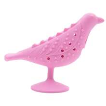 Brinquedo Gato Mastigar Silicone Passarinho Com Catnip Porta Petico - Rosa chiclete - Visão 2