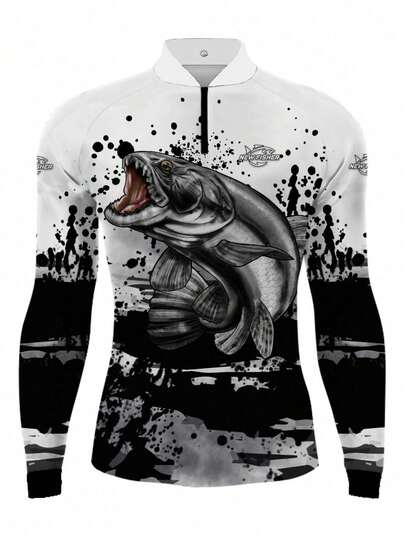 Camisa Camiseta de Pesca Traíra Gola Zíper Proteção Solar UV New Fisher - NF32