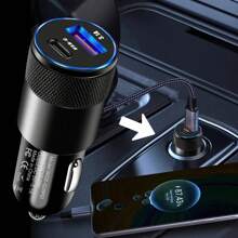 二合一 USB-C 车载充电器，3.0 PD USB-C 车载适配器，双端口车载点烟器 3.1A USB+Type-C 车载插头，配备 1 条 USB-C 转 Type-C 充电连接线，兼容 16/15，兼容三星 Galaxy S25/S24/S23/S22/S21/S20 - 彩色 - 查看 5