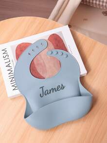 1pc Personalized Silicone Baby Bib, Adjustable Portable Infant Feeding Accessories - Multicolor - View 10