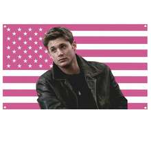 3x5 Ft Jensen Ackles Pink American Flag Tapestry With 2 Metal Rings, Suitable For Bedroom, Living Room, Dorm Decor - Multicolor - View 9