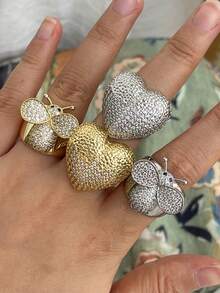 1pc Personalized Punk Rock Alloy Set With Artificial Crystal, Zirconia, Pearl, Ladybug & Bee Insect Series Open Ring, Versatile Jewelry Gift For Friends, Siblings, Classmates, Suitable For Men And Women (The Vintage-Style Red Ring Is A Distressed Version With An Adjustable Open Ring Band, Made Of Alloy Material That Is Soft And Easy To Adjust) - Bee Ring - View 10