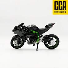 C C A 1:12 Suzuki GSX R1000 Negro/Azul, Kawasaki R, Juguete modelo de motocicleta de aleación, puede mantenerse en pie, el volante gira, las ruedas traseras tienen suspensión realista, juguete coleccionable de exhibición de motocicleta (sin base) - Negro - Ver 8