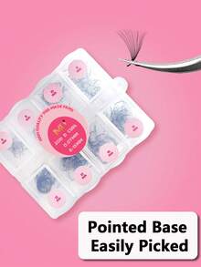 240PCS 500PCS 1000PCS Premade Fans Eyelash Extensions 240-1000 Fans Single Length 240 Fans 20D D Curl Handmade Volume Lashes Extensions 0.07mm Thickness 8-15mm Premade Volume Eyelash Extension Middle Stem Pointy Base Premade Lashes - D - View 5