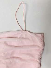 Ruched Side Glitter Cami Pink Sequins Dress Party Women Clothes Rave - 粉色 - 查看 5