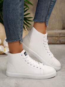 Women's Fashion Ins-Style Flat Short Boots, Lace-Up Casual Small White Shoes Suitable For Campus, Students, Daily Commute, Outdoor And Other Occasions, Versatile Casual Sneakers