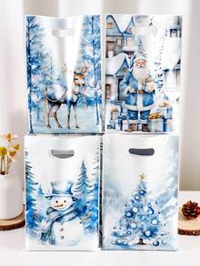 10/20/50pcs Festive Christmas Plastic Loot Bags Blue Santa Snowman Tree Reindeer Pattern Gift Bags Ideal For Holiday Parties & Christmas Celebrations Durable Xmas Treat Bags Christmas Decor 2025 Multipurpose Present Bags New Year 2026 Gift Wrapping Supplies Christmas Christmas Decorations Christmas Pajamas Christmas Gifts Christmas Decor