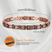 1PC 99.99% Pure Copper Magnetic Bracelet For Men Women Adjustable Cuff Bangle Simple Style Decoration Gifts Mother's Day Gift Included Sizing Tool - Bronze - View 11