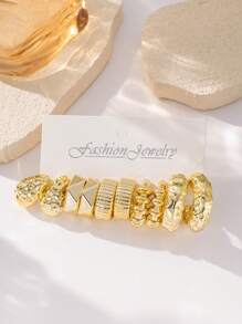 Cross-Border Hot Selling Earring Set, Gold Geometric Twist Ring Earring Matching Set