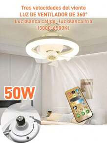 Ventiladores de Techo con Luces, 9.8 Pulgadas, Iluminación Regulable con Remoto y Temporizador, 6 Velocidades Ventilador de Techo de Perfil bajo para Dormitorio - Blanco - Ver 1