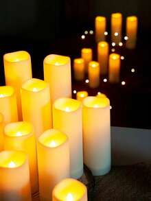 4/12/24pcs Waterproof LED Candle Lights With Remote Control And Timer, Outdoor Flickering Flameless Candles, Battery Operated Pillar Candles For Home Decor, Holiday Party, Mother's Day, Christmas, Realistic Candle Lights, Valentine's Day, Gifts, LED Candles, Fake Candle Lights, Tabletop Center Decor, Wedding Decoration - 米色 - 查看 5