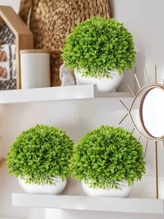 3 件人造植物用于家居装饰，假植物用于浴室家庭办公室装饰，小型人造绿植用于家居装饰（盆栽）