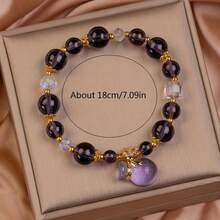 Amethyst Bead Pendant Bracelet Bohemian Blingbling Jewelry For WomenGift For Birthdays, Anniversaries, Celebrations, Beaded Jewelry, Celebration Accessory, Bohemian Style, Elegant Accessory Sparkling Crystals - Màu tím - Xem 5