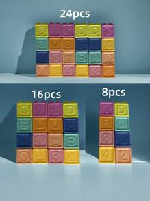 Klocki dla niemowląt, klocki dla maluchów, zabawki do układania i budowania dla niemowląt, 16.08.2024 Miękkie i edukacyjne klocki – cyfry, kształty, klocki na baby shower, kolory, zwierzęta – jeden, dwa, ściśnij – 6 miesięcy +, zabawki do układania dla maluchów w wieku 1-3 lat, losowy kolor