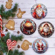 1 Set/500 Sets 4 Stücke/Set Weihnachtsmann, Weihnachtsglocke, Schneeflocke, Rentier, Weihnachtsbaum, Schneemann, Weihnachtspinguin Untersetzer, Polyester Gummi Untersetzer Set, ideal für Weihnachtsfeiern, Bars, Büros und Zuhause, für alle Anlässe, Größe: 10 cm x 10 cm