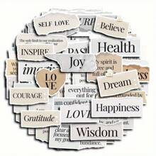 60Pcs Vintage English Tear Off Paper Creative Stickers DIY Computer And Paper Scrapbook Laptop Stickers Stationery Art Handmade