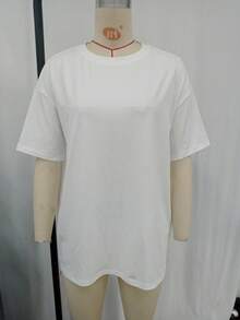 女士休闲针织宽松印花 T 恤衬衫