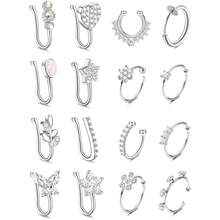 Milacolato Nose Cuff Fake Nose Ring Hoop Clip On Nose Ring CZ Dangle Fake Nose Ring Cartilage Tragus Ring Nose Cuff Non Piercing For Women Men - 彩色 - 查看 14