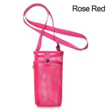 Portable Sport Water Bottle Cover With Strap Cup Sleeve Mesh Cup Pouch Mobile Phone Bag Visible Bag Outdoor Camping Accessories