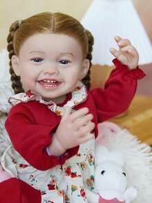 Brastoy Silicone Reborn Baby Doll Realistic 55cm Clothes Set Bottle Pacifier Plush - Màu Hồng baby - Xem 5