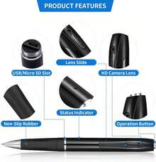 Small Camera Pen 1080P Mini Pocket Camera With Go Camera Pen With Video Recording And Photo Capture With Motion Detection For Business Meetings (16 GB Card) - Máy ghi hình + 16 thẻ nhớ - Xem 3
