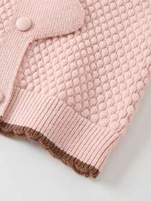2pcs Girls Autumn/Winter Outfit, Cute Rabbit Knitted Cardigan And Skirt Set, Children Clothing For Outdoor Wear - Pink - View 5