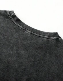 Washed Vintage T-Shirt With "Children's Summoning Devil Guide" Print, Exuding A Retro And Crazy Atmosphere, Loose And Easy To Match, Dark Humor/Preferred By Retro Players/Summer T-Shirt/Unisex T-Shirt/Loose And Comfortable - 黑色 - 查看 3