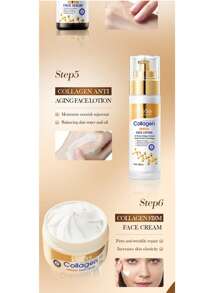 Set de 6 piezas de cuidado de la piel de colágeno, incluye 100g de humectante, 30ml de suero, 20g de crema para ojos, 100g de limpiador, 120ml de tónico, 80ml de loción, hidratante y nutritivo, apto para todo tipo de piel, set rejuvenecedor, regalo para mamá, novia, antienvejecimiento y blanqueador