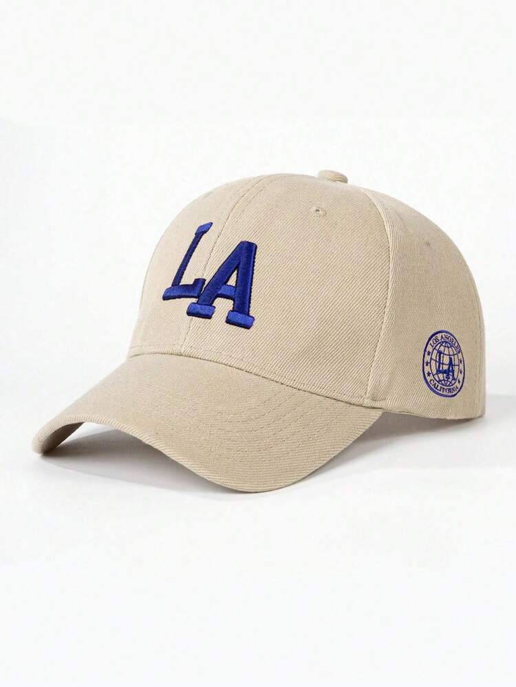 1 件刺绣 LA 棒球帽，可调节户外防晒休闲帽，适合春季、秋季、旅行、海滩、男士、Y2K 风格 - 寶藍色 - 查看 14