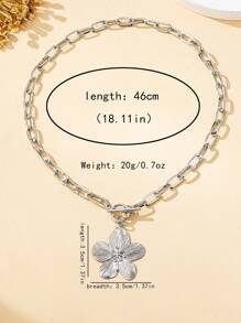 Chunky Chain OT Necklace With Flower Pendant Women And Girls Couple Gifts Valentine's Day Gift Gifts For Mother/ Mom/Mama - Flower Pendant - View 6