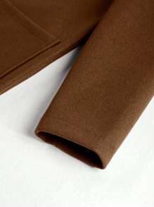 男士单排扣长袖大衣，棕色，休闲商务两相宜，秋冬季，适合送给丈夫/男友 - 巧克力棕 - 查看 7