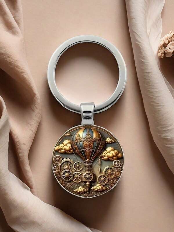 1 Stück Steampunk Heißluftballon Schlüsselanhänger - Vintage mechanisches Gang- und Zahnrad-Design, für Schlüssel, Taschen, Autos - Halloween, Weihnachten, Geburtstag Geschenk, unisex Steampunk Accessoire, Taschenanhänger, romantische Dekoration, detailliertes Design Halloween Zubehör Lehrertag Geschenkideen