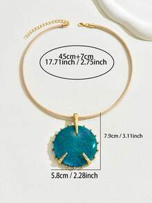 1 件女式复古金色波西米亚风格超大几何树脂吊坠项链，适合送礼、母亲节、日常佩戴 - 金黃色 - 查看 5