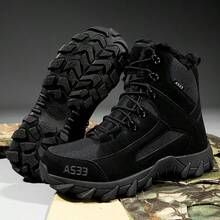 New Men's Autumn And Winter Sports Shoes Snow Boots, Outdoor Hiking Tactical Boots Training Military Boots Running Shoes, Warm And Fluffy, Outdoor Shoes, Outdoor Mountaineering Shoes - Black - View 3