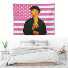Actor Poster, Malachi Barton  Celebrity Tapestry,  Pink  American Flag, Living Room Bedroom, School Dormitory Wall Decoration,Gift For Friends - trắng - Xem 4