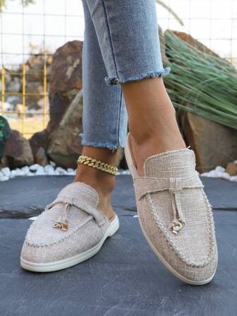 Women's Round Toe Slip-On Suede Loafers, Fashion Casual Driving Shoes, Versatile For Daily Commute, Spring/Summer,