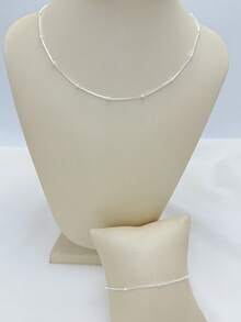 Women's 18k Gold And 925 Silver Plated Ball Necklace And Bracelet - 銀色 - 查看 2