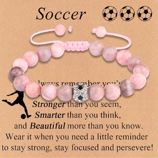 Football Bracelet Gift For Women, Football Fashion Adjustable Accessories Bead Bracelet For Her, Daughter, Friend, Niece, Granddaughter, Birthday/Christmas/Thank You Gift/Valentine's Day Gift Football Gift
