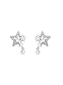 1 Par de Brincos com Borla de Estrela de Zircônia, Brincos Elegantes de Nicho de Luxo Exclusivos e Sofisticados