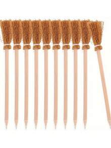 2/4/8pcs Witch Broom Pen - Halloween Magic School Supplies, Natural Brown Broom Pattern - Wooden Writing Pen. Wooden Pole Pencil Back To School Gift, Suitable For Beginners And Halloween Decoration Magic Wand Pencil Witch, Horror Themed Decoration Home Decor Room Decor
