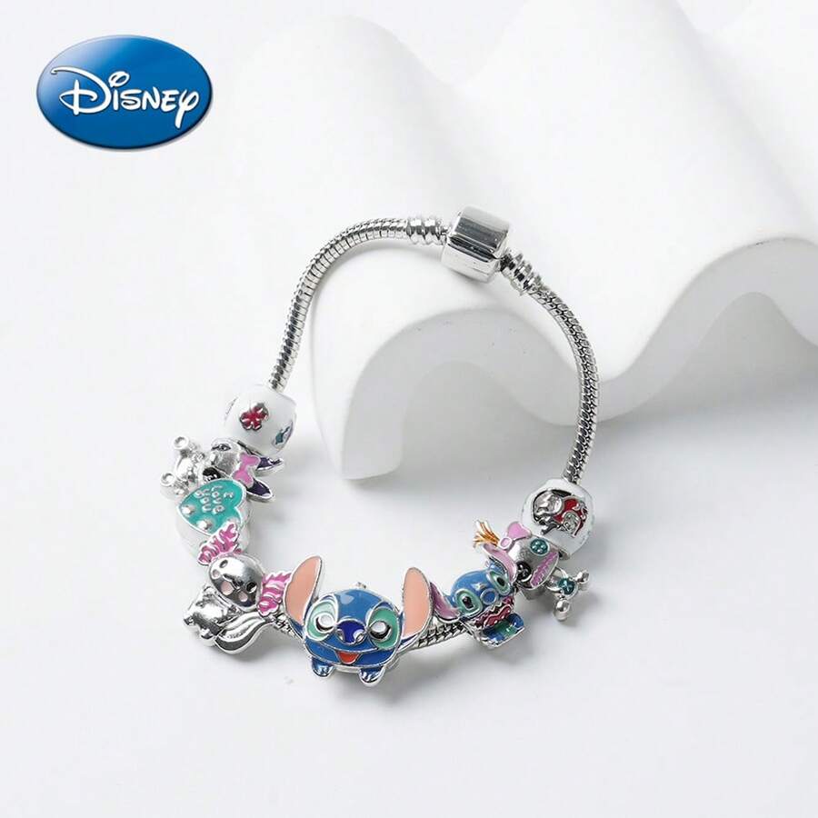 Disney 1件官方授权DIY史迪奇卡通手链，金属材质，防水，色彩鲜艳，新款时尚饰品，节日礼物，送给朋友的生日礼物 - 彩色 - 查看 1