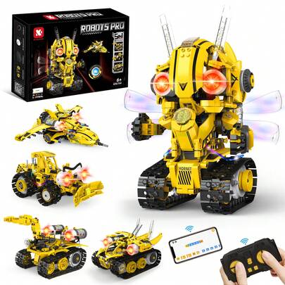 MOONTOY Robot Building Kit STEM Gifts For Boy Ages 8-13 With App & Remote Control, 5 In1 Building Set Coding Robotic Toys For Kid Aged 6 7 8 9 10 11 12 Years Old Boy Girl Easter Birthday Gifts (673pcs)