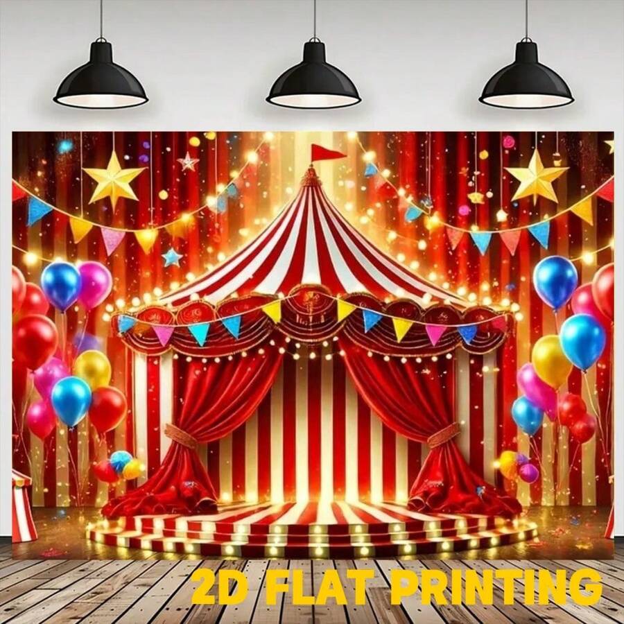 1 Piece Circus Festival Party Polyester Photography Backdrop, Birthday Banner Supplies, Cake Table Photo Booth Party Decoration, Multi-Purpose Portrait Photo Backdrop, No Power Required - màu nâu - Xem 1