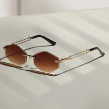 1 Pair Rhombus Frameless Glasses - New Fashion Glasses - Retro Glasses - Chic Glasses, Unisex